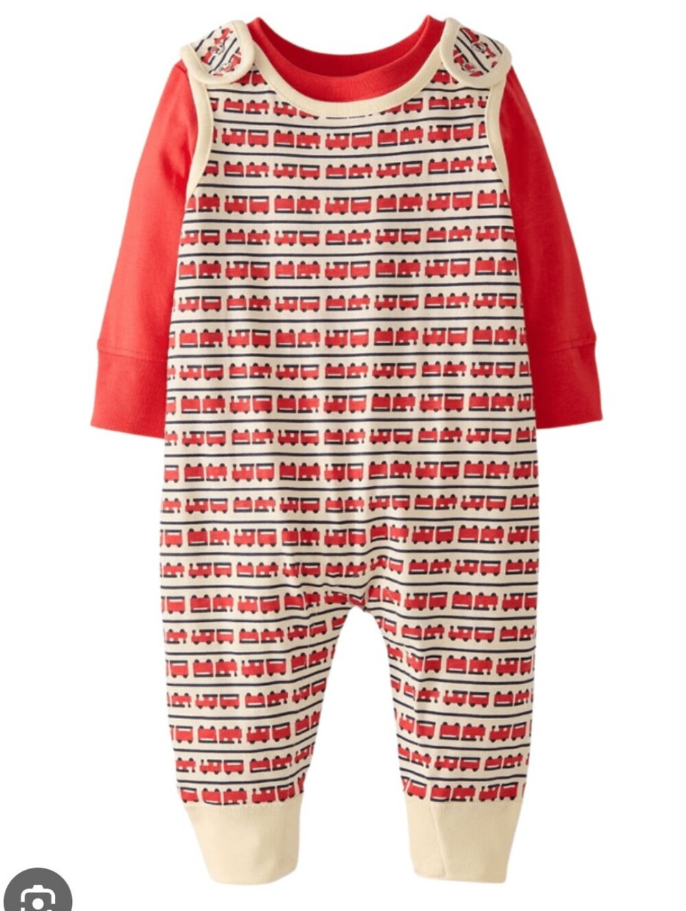 Hanna Andersson 18-24 Month Train Print Long Sleeve Tee & Overalls Set
